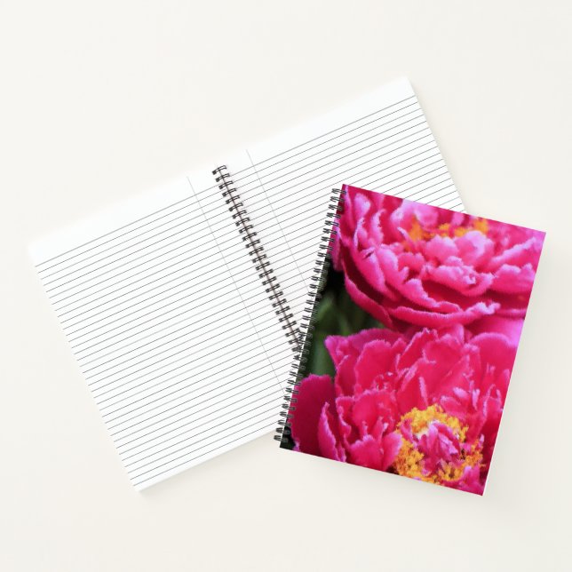 Two Fuchsia Peony Blooms Painting Notebook (Inside)