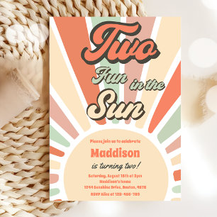 Two Fun In The Sun Sunshine 2nd Birthday  Invitation