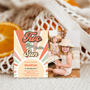 Two Fun In The Sun Sunshine 2nd Birthday Photo  Invitation