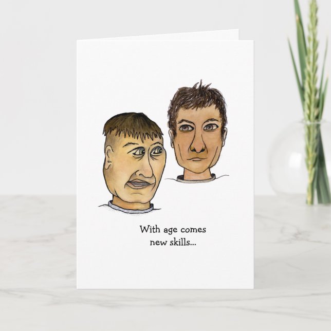Two Funny Guys Thinking about Growing Older Card (Front)