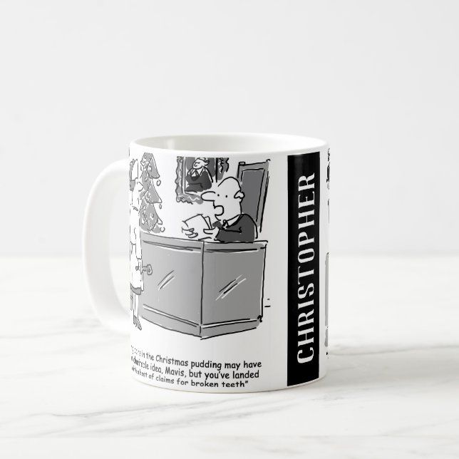 Two Funny Legal Cartoons for Christmas Coffee Mug (Front Left)