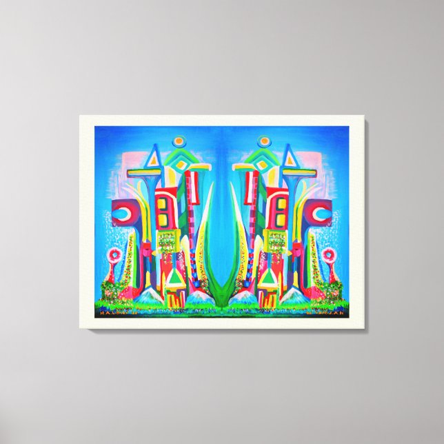 Two future cities art canvas print (Front)