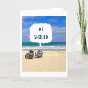 TWO GALS AT BEACH SAY 'HAPPY BIRTHDAY TO YOU' CARD