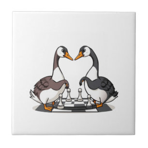 Two Geese Playing Chess Tile
