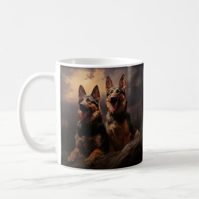 Two German Shepherds at Dusk Coffee Mug (Left)