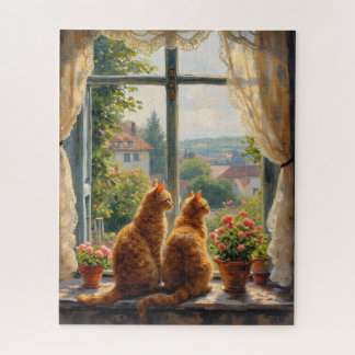 Two ginger staring out of a window jigsaw puzzle