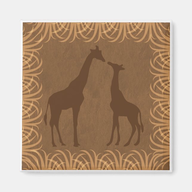 Two Giraffe Silhouettes (Safari Theme) Magnet (Front)