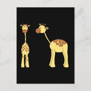 Two Giraffes. Cartoon Postcard