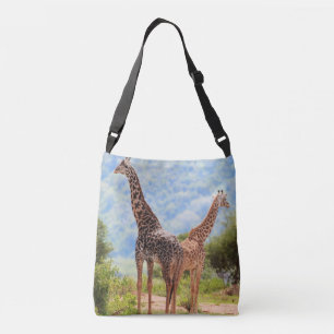 Two giraffes in Serengeti national park. Africa Crossbody Bag