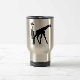 TWO GIRAFFES IN SILHOUETTE TRAVEL MUG