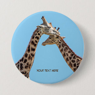 Two Giraffes Neck-to-Neck Personalised Button