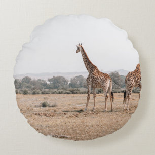 TWO GIRAFFES ROUND CUSHION