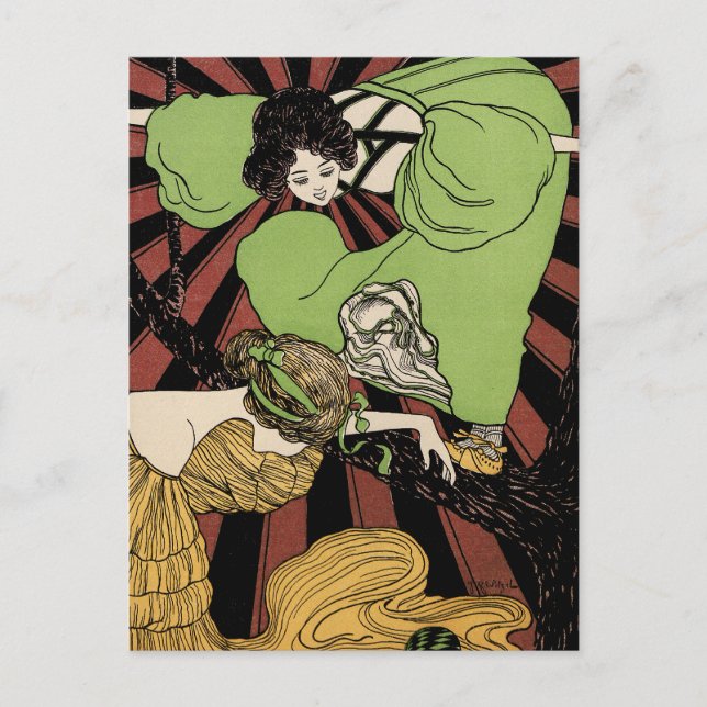 Two Girls - Art Nouveau - Jugendstil Postcard (Front)