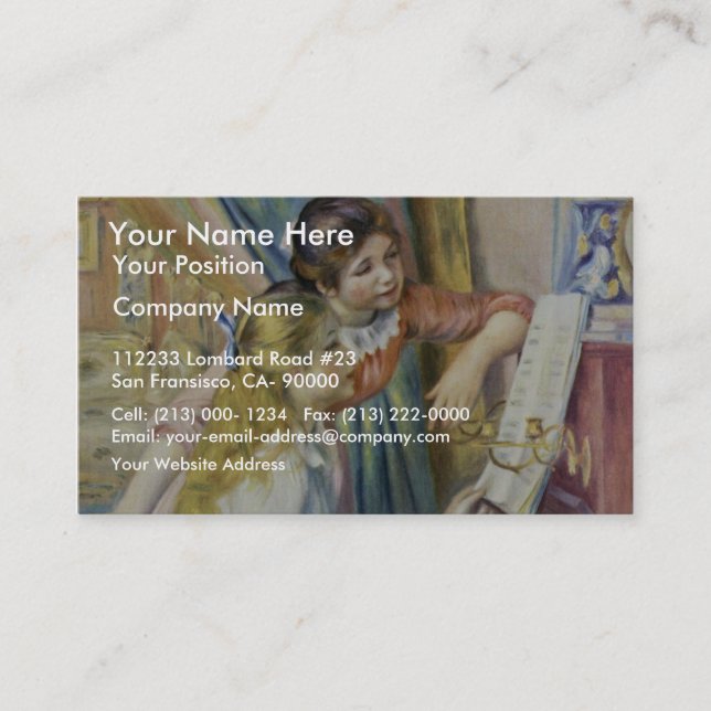 Two Girls At The Piano,  By Pierre-Auguste Renoir Business Card (Front)