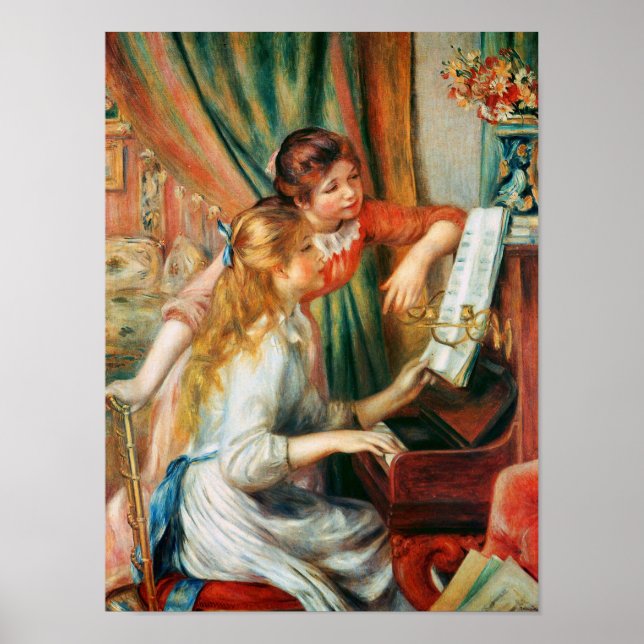 Two Girls at the Piano by Renoir Poster (Front)