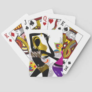 Two Girls Dancing Floral Background Vector Illustr Playing Cards