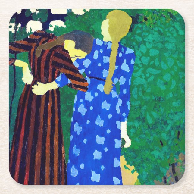 Two Girls, Edouard Vuillard Square Paper Coaster (Front)