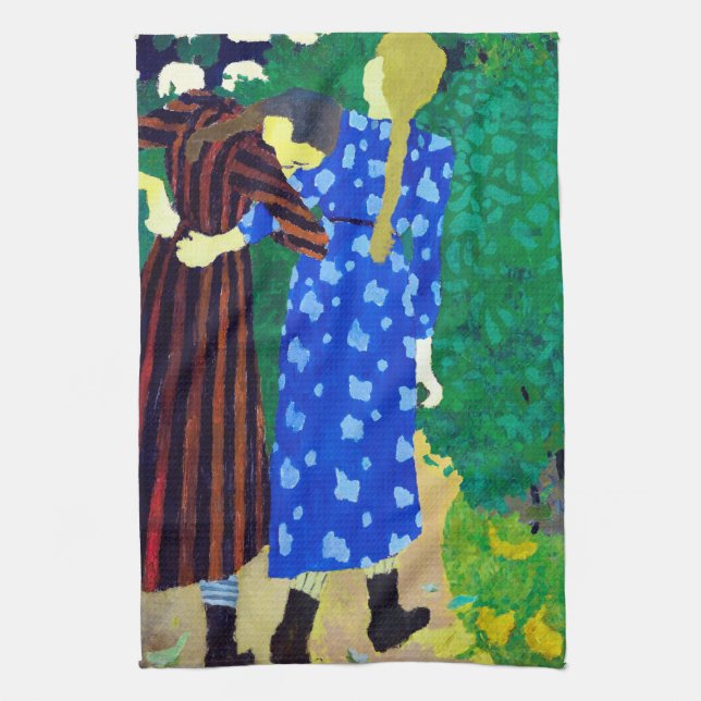 Two Girls, Edouard Vuillard Tea Towel (Vertical)