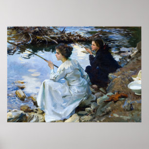 Two Girls Fishing, 1912 by John Singer Sargent Poster