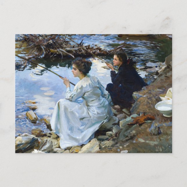 Two Girls Fishing by John Singer Sargent Postcard (Front)