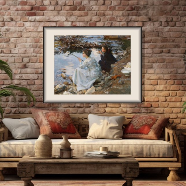 Two Girls fishing, Sargent 1918  Poster (Creator Uploaded)