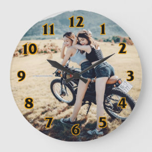 Two Girls on a Motorcycle Large Clock