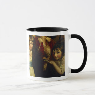 Two Girls, One Playing with a Mask, detail from th Mug