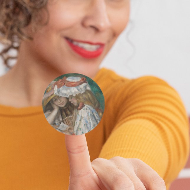 Two Girls Reading, Auguste Renoir Art Classic Round Sticker (Creator Uploaded)