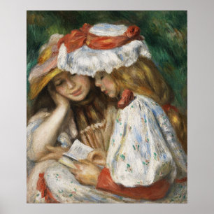 Two Girls Reading by Pierre-Auguste Renoir. Poster