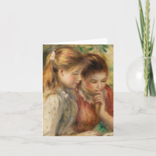 Two Girls Reading - Renoir Impressionist Painting Card