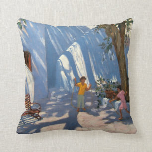 Two girls skipping Mykonos Cushion