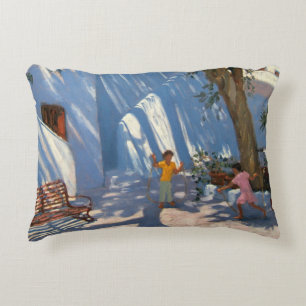 Two girls skipping Mykonos Decorative Cushion