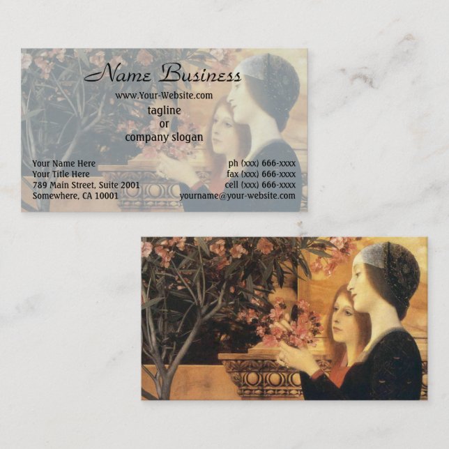 Two Girls with an Oleander by Gustav Klimt Business Card (Front/Back)