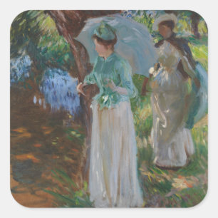 Two Girls with Parasols Square Sticker