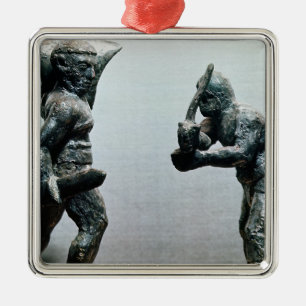 Two gladiators in combat metal tree decoration