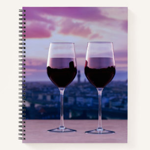 Two glasses of red wine on Florence skyline Notebook