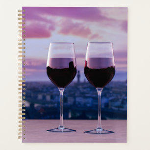 Two glasses of red wine on Florence skyline Planner
