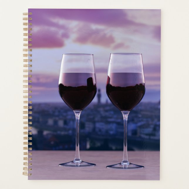 Two glasses of red wine on Florence skyline Planner (Front)