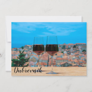 Two glasses of red wine with view of Dubrovnik