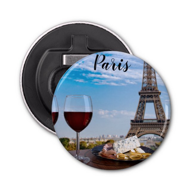 Two glasses of wine in cafe in Paris Bottle Opener (Front)