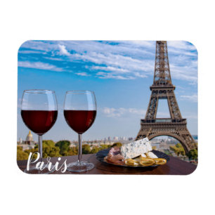 Two glasses of wine in cafe in Paris Magnet
