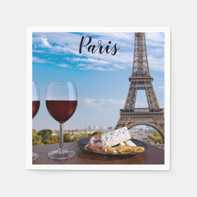 Two glasses of wine in cafe in Paris Napkin (Front)