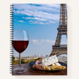 Two glasses of wine in cafe in Paris Notebook
