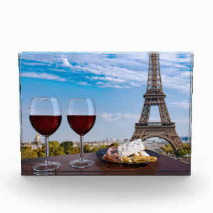 Two glasses of wine in cafe in Paris Photo Block