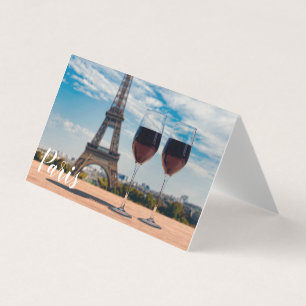 Two glasses of wine with Eiffel tower
