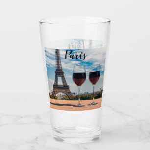 Two glasses of wine with Eiffel tower