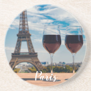 Two glasses of wine with Eiffel tower Coaster