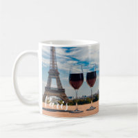 Two glasses of wine with Eiffel tower