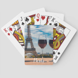 Two glasses of wine with Eiffel tower Playing Cards