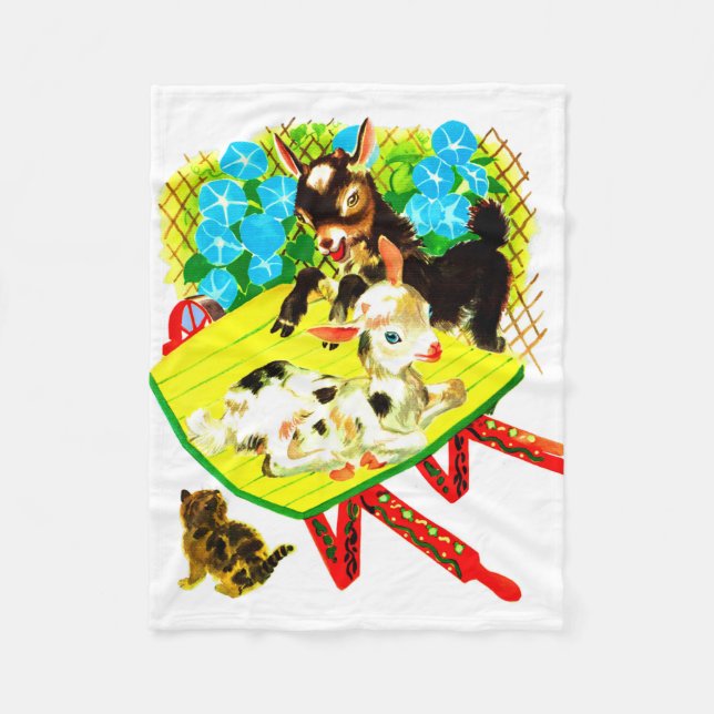  two goats one kitten fleece blanket (Front)